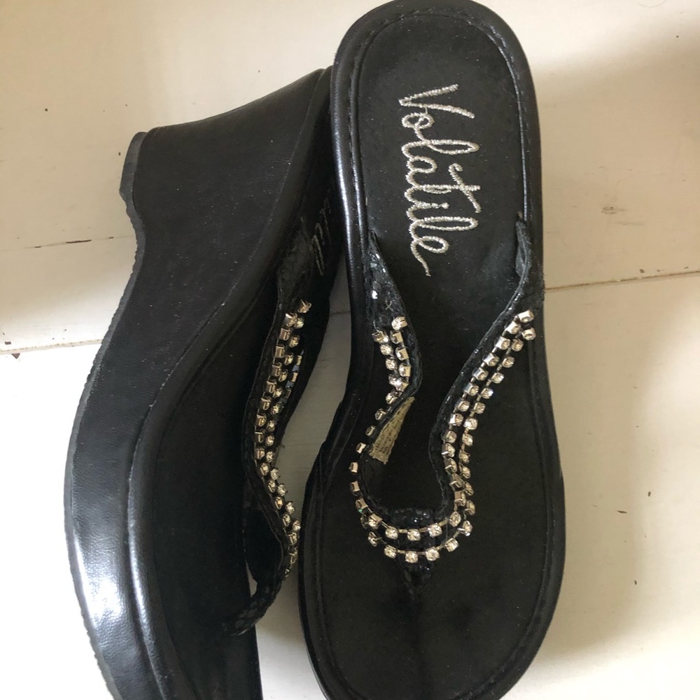 Rhinestone wedge sandles